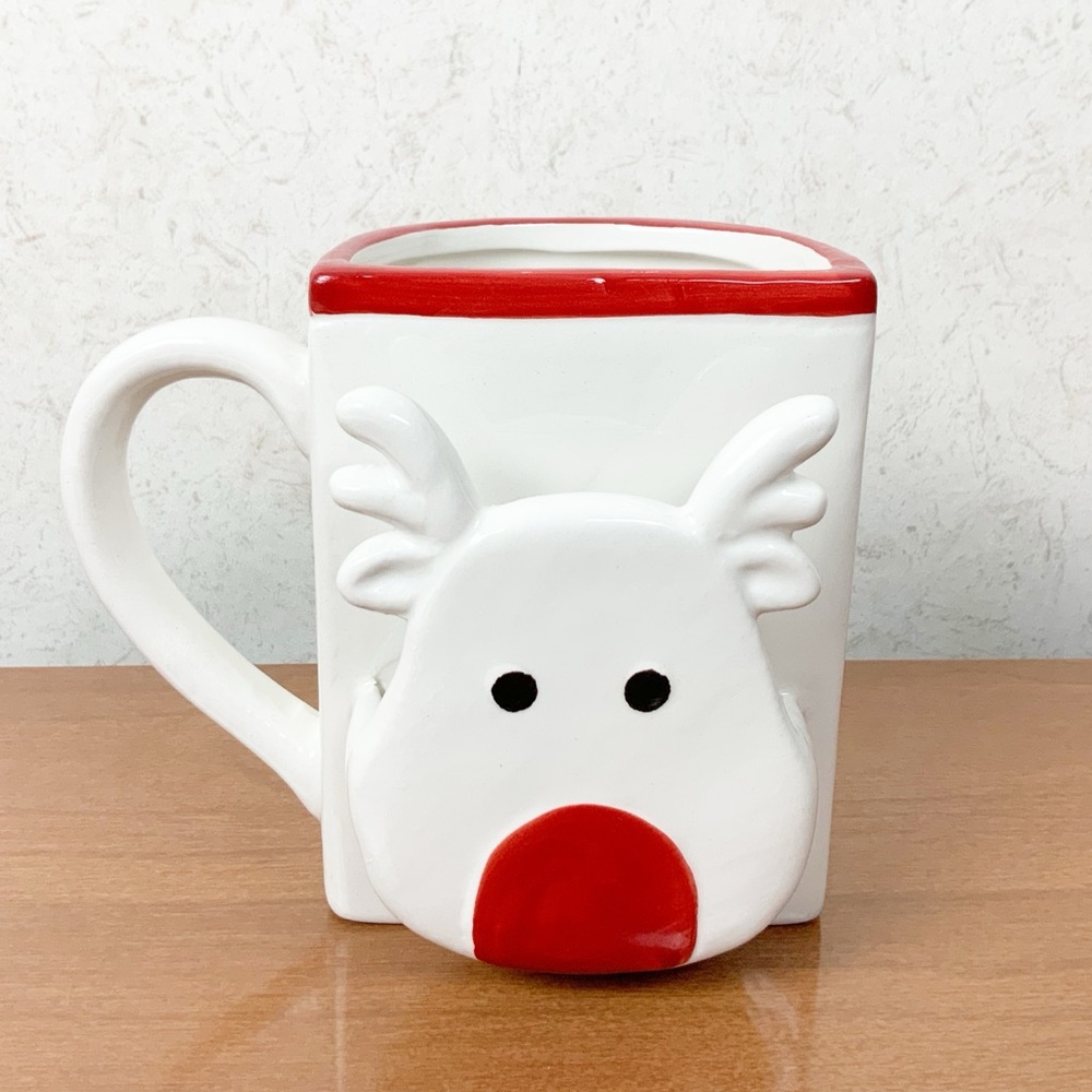 Holiday Time Rudolph Reindeer Cookie Holder Mug 14 Oz Christmas Hot Chocolate